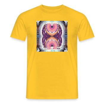 Kreismandala Reflexion in Neonfarben - Männer T-Shirt - Gelb - Vorne - AI Model Male 178 dark (178cm)