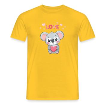 Koala Coeur Doux Amour Pastel - T-shirt homme - jaune - Devant - AI Model Male 178 dark (178cm)