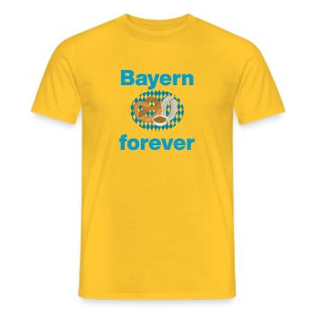 BAYERN FOREVER, BREZNLOVE, WEISSWURST, A MSSS BIER - Männer T-Shirt - Gelb - Vorne - AI Model Male 178 dark (178cm)