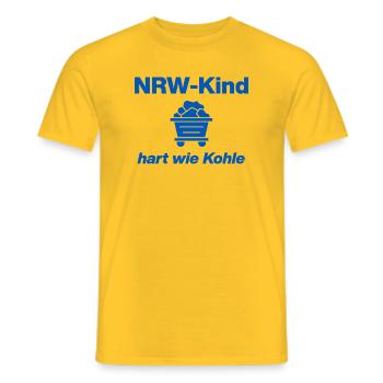 NRW CHILD: HARD AS COAL! LUCK ON STEIGER IS COMING - Men's T-Shirt - yellow - Front - AI Model Male 178 dark (178cm)