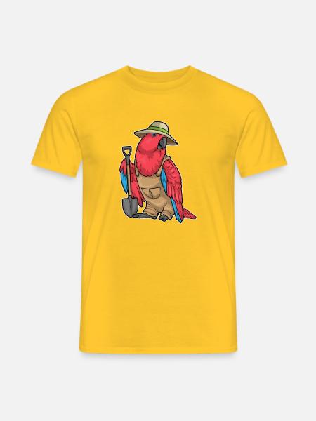 Parrot Gardener Shovel Garden - Men's T-Shirt - yellow