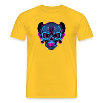 Crâne néon avec casque - T-shirt homme - jaune - Devant - AI Model Male 178 dark (178cm)