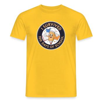 A survécu à 100 jours d’école - T-shirt homme - jaune - Devant - AI Model Male 178 dark (178cm)