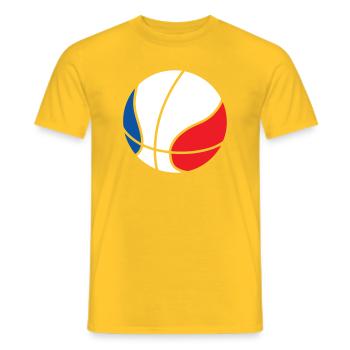 Basket Ball / Basketball / Basktet-Ball / Sport - T-shirt homme - jaune - Devant - AI Model Male 178 dark (178cm)