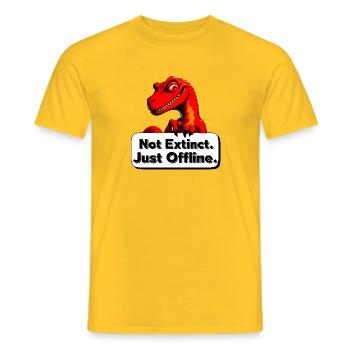 Not Extinct Just Offline Dino - Men's T-Shirt - yellow - Front - AI Model Male 178 dark (178cm)