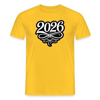2026 year - Men's T-Shirt - yellow - Front - AI Model Male 178 dark (178cm)