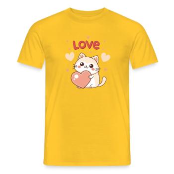 Adored Heart Cat and Pastel Love - Men's T-Shirt - yellow - Front - AI Model Male 178 dark (178cm)