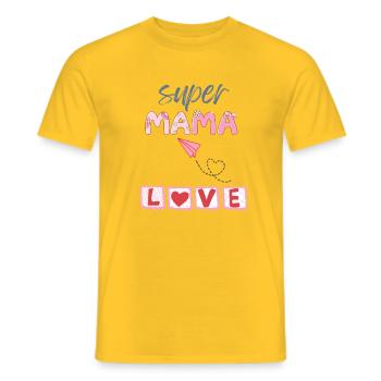 Super Mama - Herz Design - Männer T-Shirt - Gelb - Vorne - AI Model Male 178 dark (178cm)