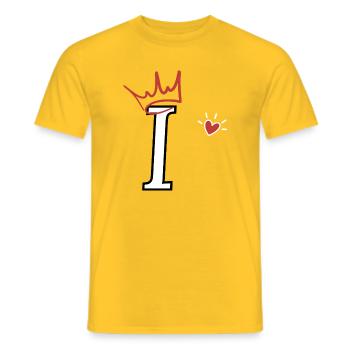 Buchstabe i Kronenherz - Männer T-Shirt - Gelb - Vorne - AI Model Male 178 dark (178cm)