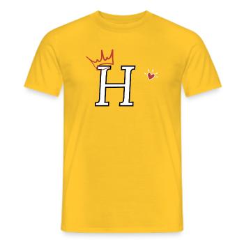 Buchstabe h Kronenherz - Männer T-Shirt - Gelb - Vorne - AI Model Male 178 dark (178cm)