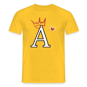 Heart Crown Letter - Men's T-Shirt - yellow - Front - AI Model Male 178 dark (178cm)