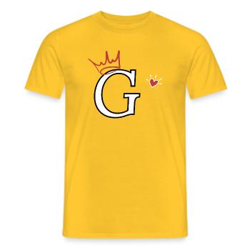 Buchstabe g Kronenherz - Männer T-Shirt - Gelb - Vorne - AI Model Male 178 dark (178cm)