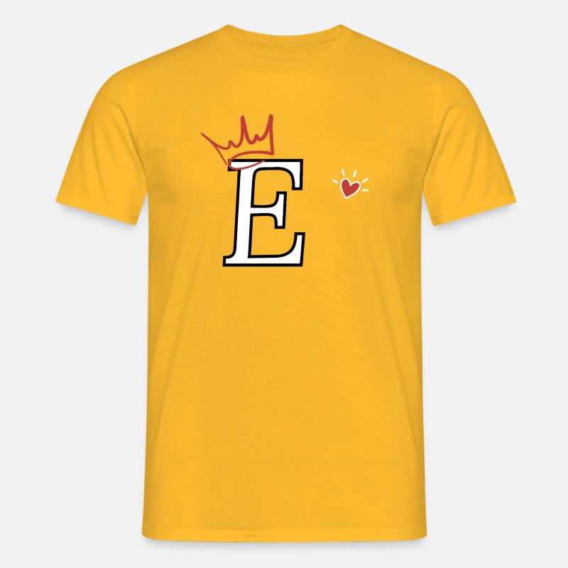 Buchstabe e Kronenherz - Männer T-Shirt - Gelb