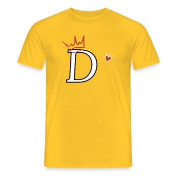 Lettre d couronne cœur  - T-shirt homme - jaune - Devant - AI Model Male 178 dark (178cm)