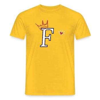 Buchstabe f Kronenherz - Männer T-Shirt - Gelb - Vorne - AI Model Male 178 dark (178cm)