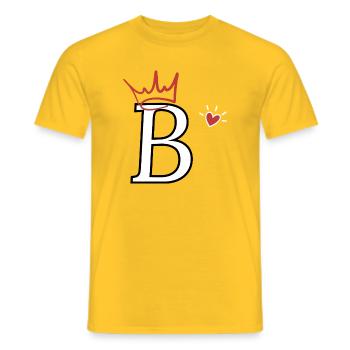 Buchstabe B Kronenherz - Männer T-Shirt - Gelb - Vorne - AI Model Male 178 dark (178cm)