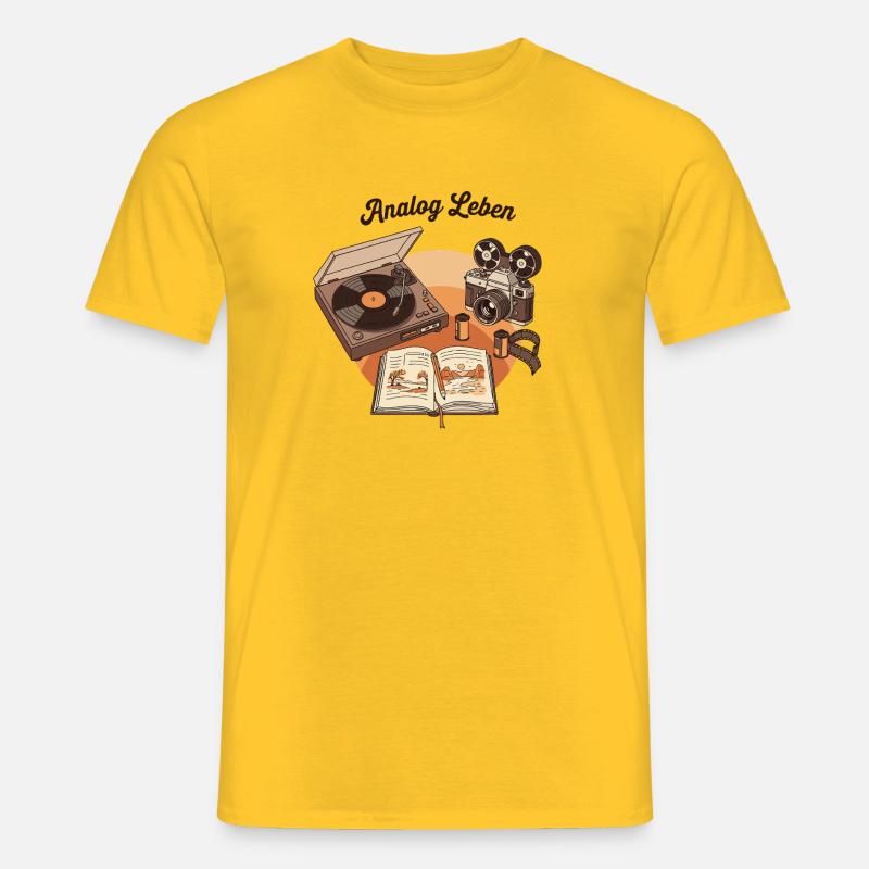 Analog Leben Retro Technik & Natur - Männer T-Shirt - Gelb