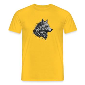 Geometric Black Wolf - Men's T-Shirt - yellow - Front - AI Model Male 178 dark (178cm)