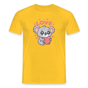 Koala Heart Love Soft Drawing - Men's T-Shirt - yellow - Front - AI Model Male 178 dark (178cm)