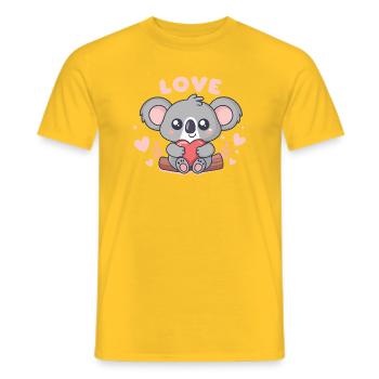 Koala Coeur Doux Love - T-shirt homme - jaune - Devant - AI Model Male 178 dark (178cm)