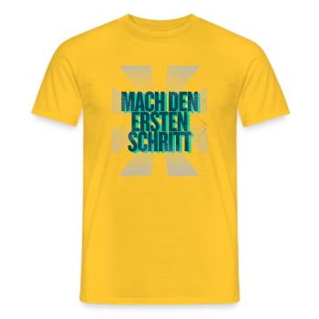 Mach den ersten Schritt – Mut Statement - Männer T-Shirt - Gelb - Vorne - AI Model Male 178 dark (178cm)