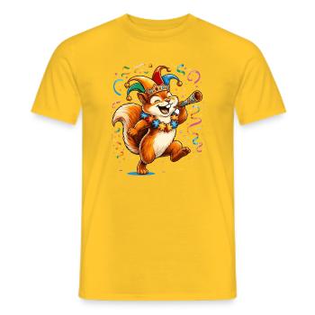 Karneval Eichhörnchen – Buntes Faschingsmotiv - Männer T-Shirt - Gelb - Vorne - AI Model Male 178 dark (178cm)