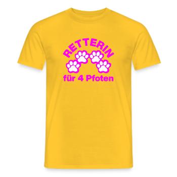 RETTERIN FÜR 4 PFOTEN! 🐾TIERLIEBE - Männer T-Shirt - Gelb - Vorne - AI Model Male 178 dark (178cm)