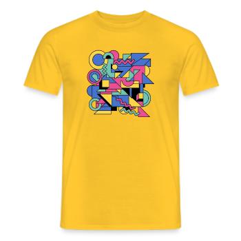 Memphis Geometrie Farbenspiel - Männer T-Shirt - Gelb - Vorne - AI Model Male 178 dark (178cm)