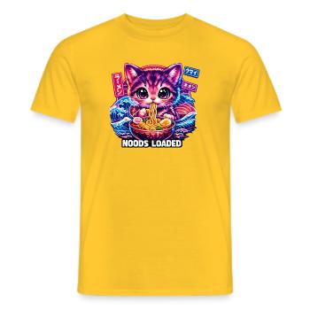 Neon Cat Ramen Noods - Men's T-Shirt - yellow - Front - AI Model Male 178 dark (178cm)