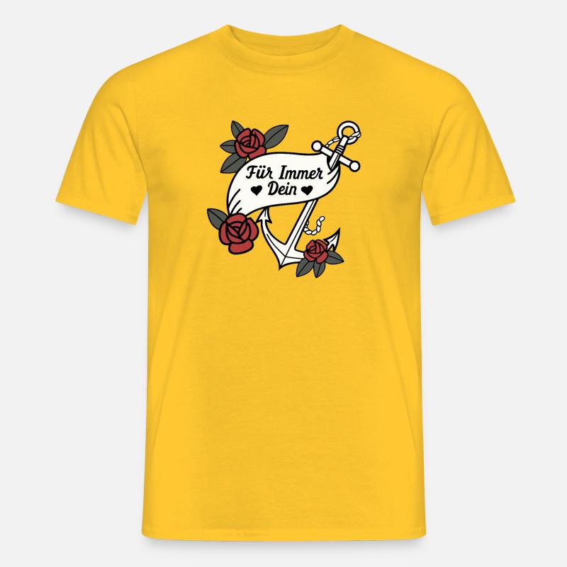 Für Immer Dein Anker mit Rosen - Männer T-Shirt - Gelb
