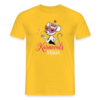 Karnevals Maus - Kölsche Mädche , Tierkostüm  - Männer T-Shirt - Gelb - Vorne - AI Model Male 178 dark (178cm)