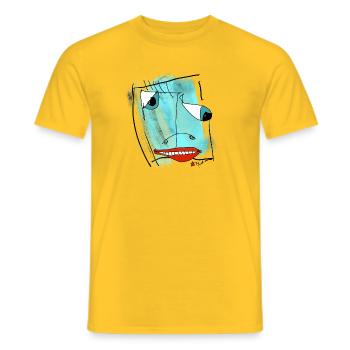Abstraktes Gesichtsdesign Aquarell - Männer T-Shirt - Gelb - Vorne - AI Model Male 178 dark (178cm)
