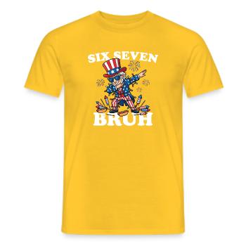 Six Seven Bruh 4 July Dabbing 6-7 4 July - Men's T-Shirt - yellow - Front - AI Model Male 178 dark (178cm)