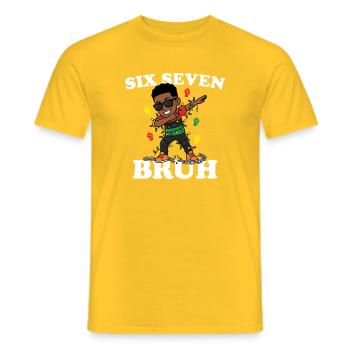 Six Seven Bruh Dabbing Juneteenth Boy Afro Boys - Men's T-Shirt - yellow - Front - AI Model Male 178 dark (178cm)
