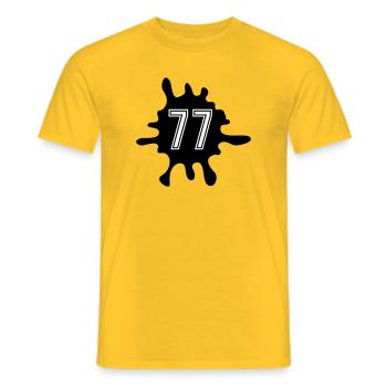 Klecks 77 Zahl - Männer T-Shirt - Gelb - Vorne - AI Model Male 178 dark (178cm)
