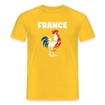Tricolor Rooster France - Men's T-Shirt - yellow - Front - AI Model Male 178 dark (178cm)