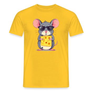Souris au fromage cool avec des lunettes de soleil - T-shirt homme - jaune - Devant - AI Model Male 178 dark (178cm)