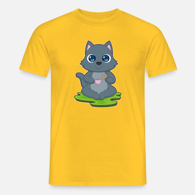 Chat Café Cookie - T-shirt homme - jaune