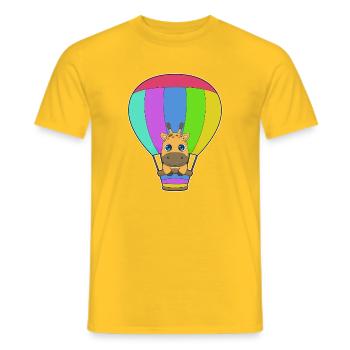 Montgolfière girafe - T-shirt homme - jaune - Devant - AI Model Male 178 dark (178cm)
