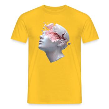 Decaying head, inner thoughts as debris - Men's T-Shirt - yellow - Front - AI Model Male 178 dark (178cm)