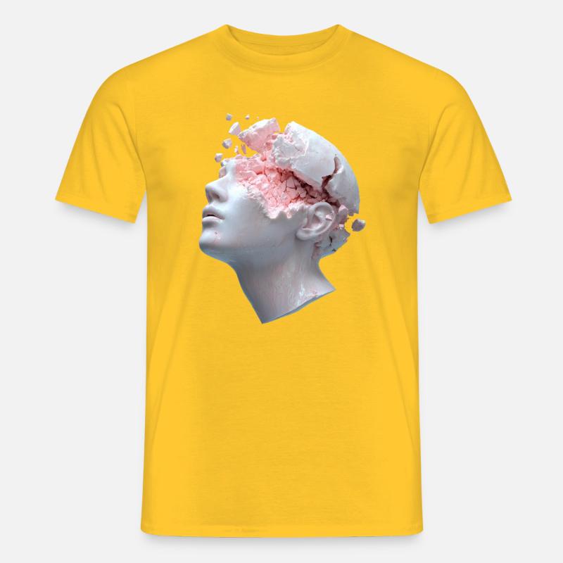 Zerfallender Kopf, innere Gedanken als Trümmer - Männer T-Shirt - Gelb