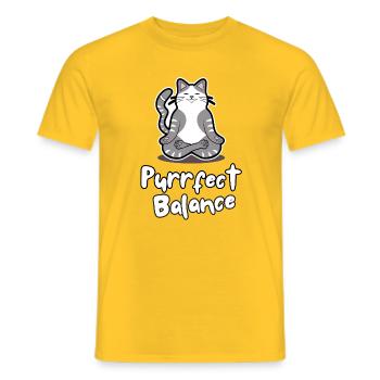 Purrfektes Gleichgewicht - Männer T-Shirt - Gelb - Vorne - AI Model Male 178 dark (178cm)