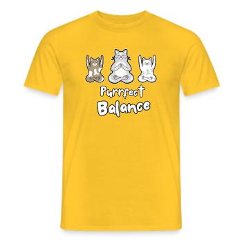 Purrfektes Gleichgewicht – CAT - Männer T-Shirt - Gelb - Vorne - AI Model Male 178 dark (178cm)