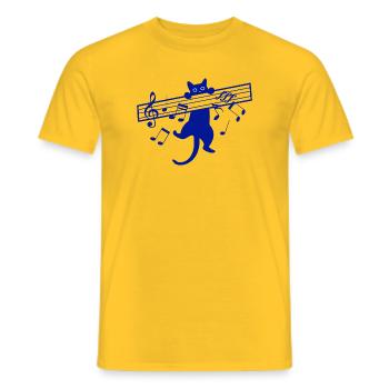Niedliche Katze Musik Musiker Musikinstrument - Männer T-Shirt - Gelb - Vorne - AI Model Male 178 dark (178cm)