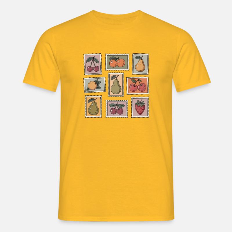 Pastel Fruit Stamp Pattern - Men's T-Shirt - yellow