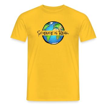 Science Is Real - Statement - Men's T-Shirt - yellow - Front - AI Model Male 178 dark (178cm)