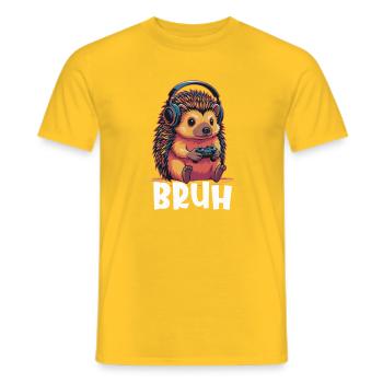 Gamer Igel mit Kopfhörern - Männer T-Shirt - Gelb - Vorne - AI Model Male 178 dark (178cm)
