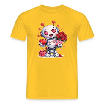 Verliebter Roboter – Valentinstagsmotiv mit Herz - Männer T-Shirt - Gelb - Vorne - AI Model Male 178 dark (178cm)