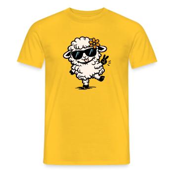Dancing Sheep – Funny Illustration with Style - Men's T-Shirt - yellow - Front - AI Model Male 178 dark (178cm)