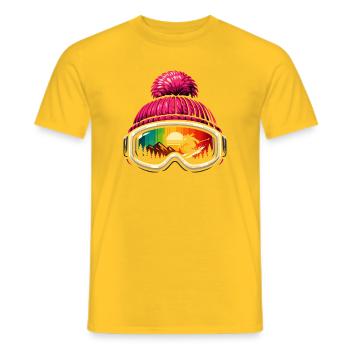 Funny Apres Ski Sayings Cute Gift Skier - Men's T-Shirt - yellow - Front - AI Model Male 178 dark (178cm)